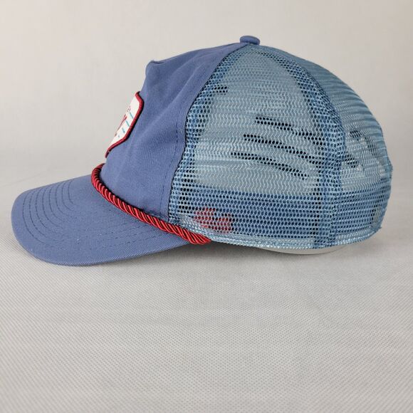 Whiskey Riff Retro Patch Snapback Trucker Rope Hat Blue Red White - Picture 2 of 10